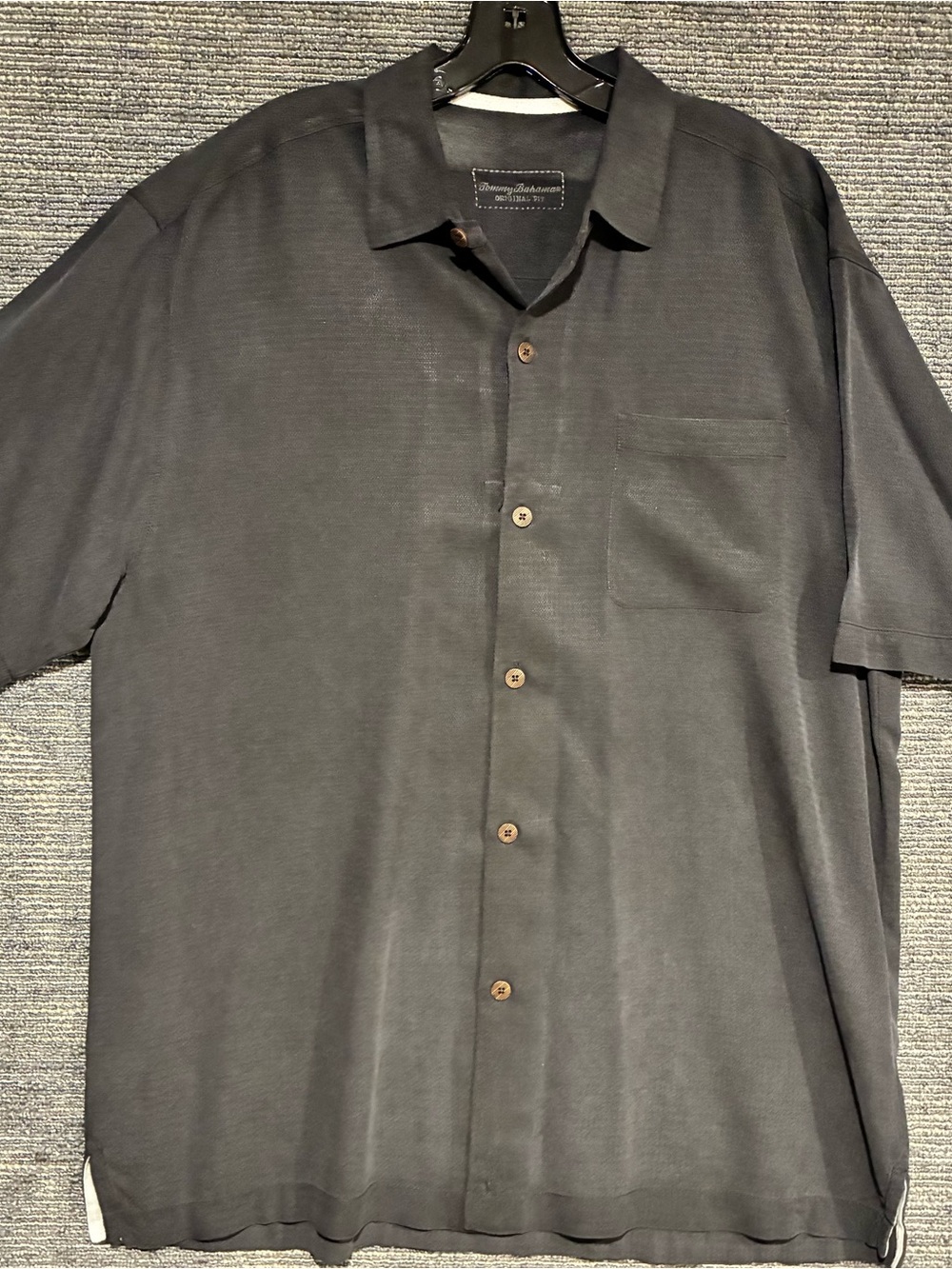 Tommy Bahama Black Short-Sleeve Silk Camp Shirt Sz L